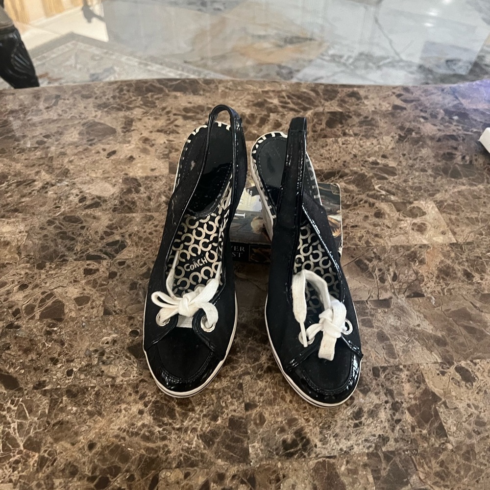 Gorgeous coach wedge sling back